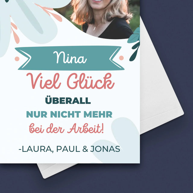 Foto Und Unterschrift: Viel Glück Bei Der Nicht-Arbeit - Glückwunschkarte