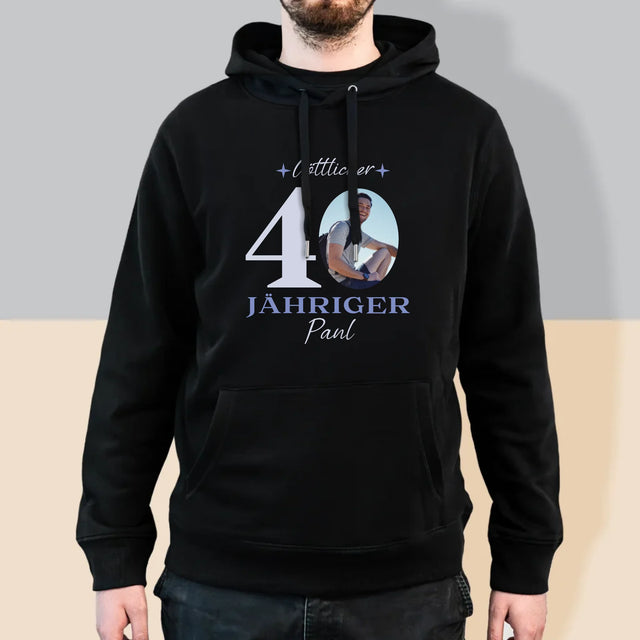 Foto Und Unterschrift: Göttlicher 40-Jähriger - Kapuzenpullover Für Herren