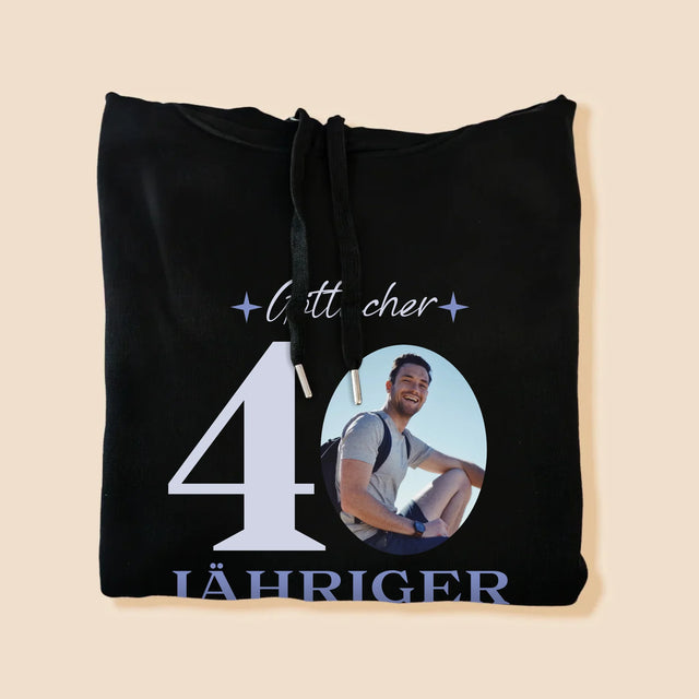 Foto Und Unterschrift: Göttlicher 40-Jähriger - Kapuzenpullover Für Herren