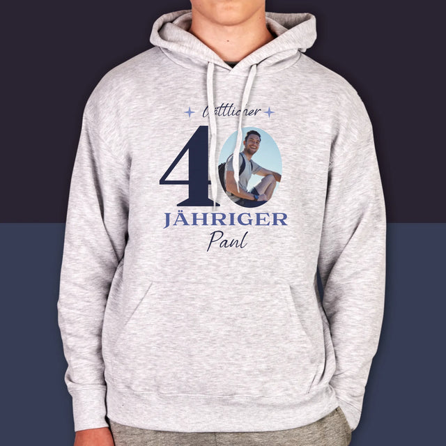 Foto Und Unterschrift: Göttlicher 40-Jähriger - Kapuzenpullover Für Herren