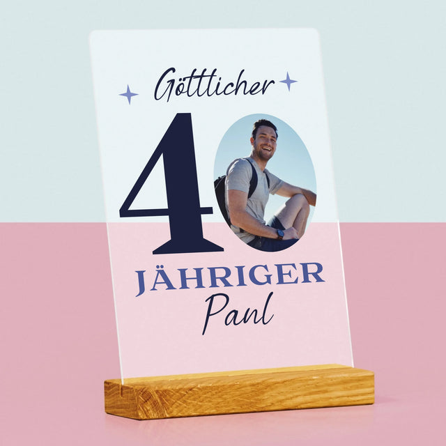 Foto Und Unterschrift: Göttlicher 40-Jähriger - Druck Auf Acrylglas