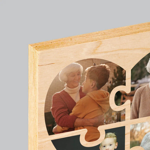 Fotocollage: Puzzleherz Für Oma - Druck Auf Holz