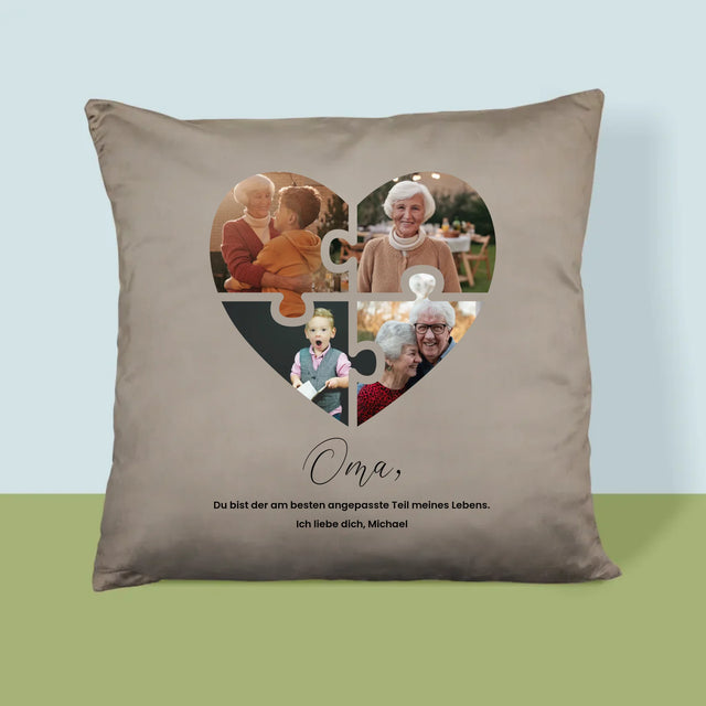 Fotocollage: Puzzleherz Für Oma - Kissen