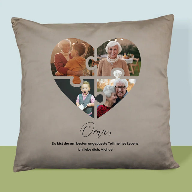 Fotocollage: Puzzleherz Für Oma - Kissen