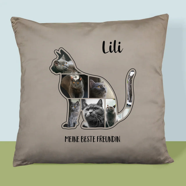 Form-Collage: Die Katze Der Beste Freund - Kissen