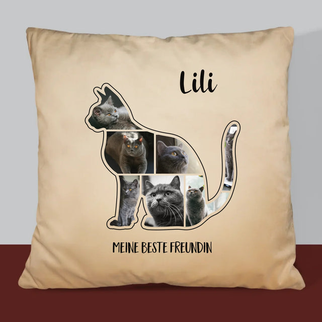 Form-Collage: Die Katze Der Beste Freund - Kissen