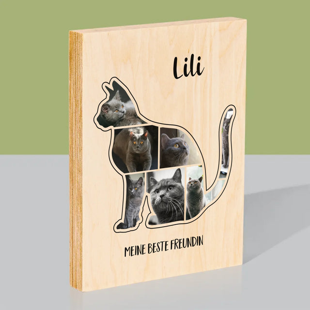 Form-Collage: Die Katze Der Beste Freund - Druck Auf Holz