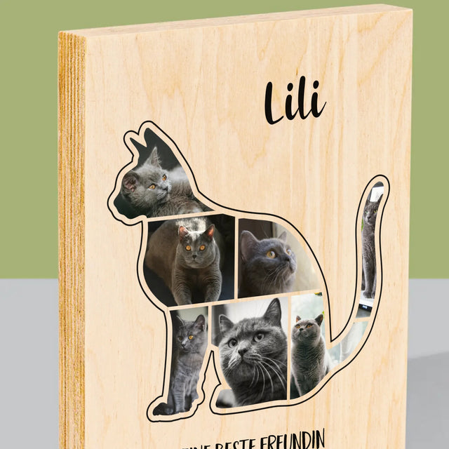 Form-Collage: Die Katze Der Beste Freund - Druck Auf Holz