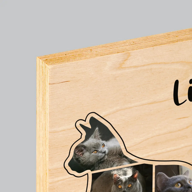 Form-Collage: Die Katze Der Beste Freund - Druck Auf Holz