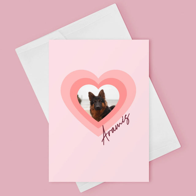 Foto Und Unterschrift: Bild Eines Haustieres Im Herzen - Glückwunschkarte