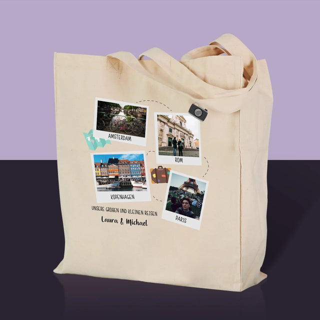 Fotocollage: Kleine und große Reisen - Canvastasche mit Druck | DE