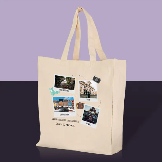 Fotocollage: Kleine und große Reisen - Canvastasche mit Druck | DE