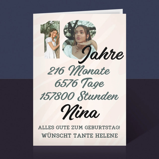 Buchstaben-Collage: 18 Jahre Countdown - Glückwunschkarte