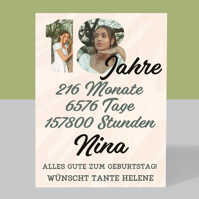 Buchstaben-Collage: 18 Jahre Countdown - Druck Auf Holz