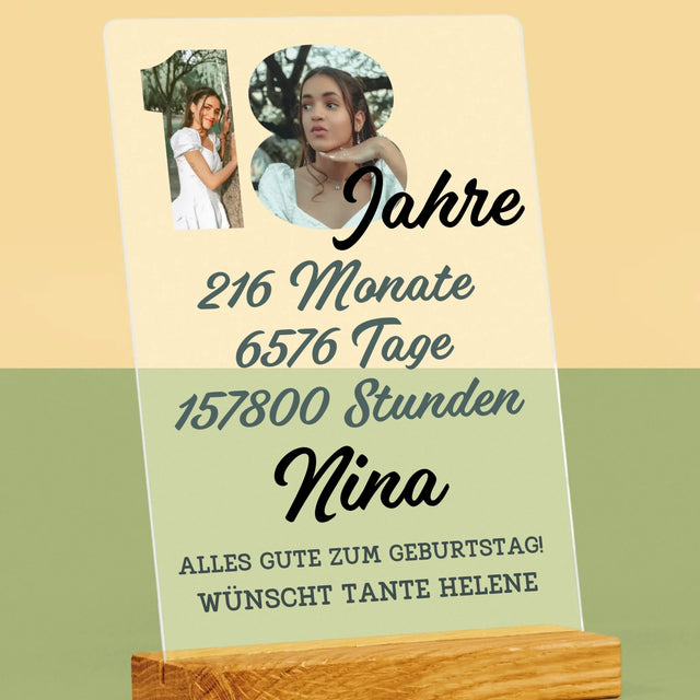 Buchstaben-Collage: 18 Jahre Countdown - Druck Auf Acrylglas