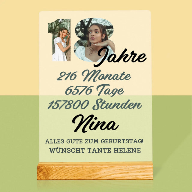 Buchstaben-Collage: 18 Jahre Countdown - Druck Auf Acrylglas