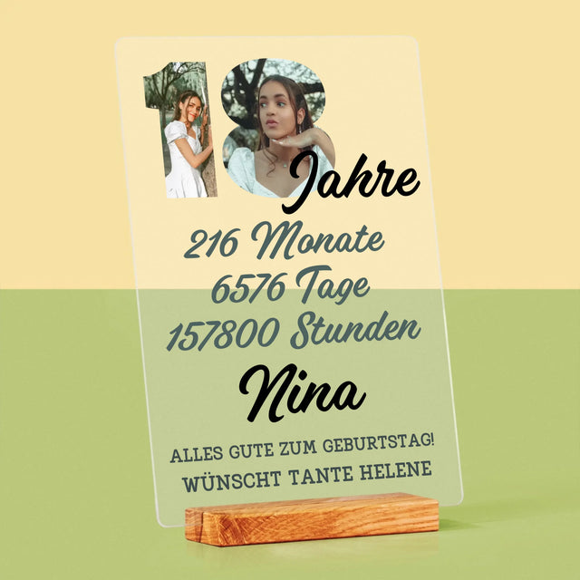 Buchstaben-Collage: 18 Jahre Countdown - Druck Auf Acrylglas