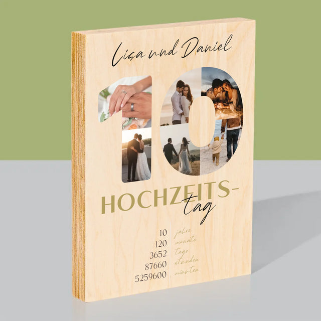 Buchstaben-Collage: 10. Hochzeitstag - Druck Auf Holz