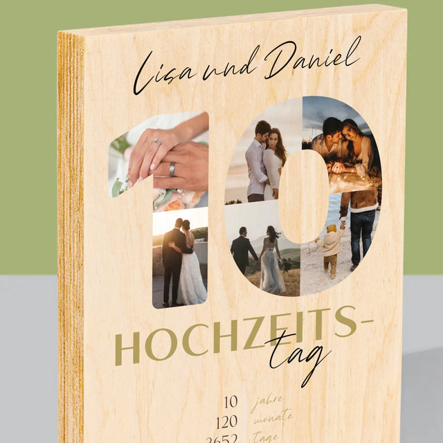 Buchstaben-Collage: 10. Hochzeitstag - Druck Auf Holz
