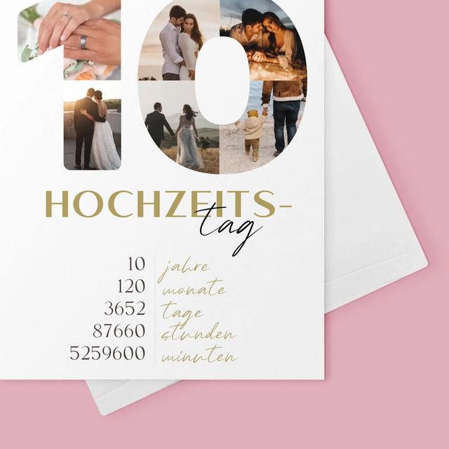 Buchstaben-Collage: 10. Hochzeitstag - Glückwunschkarte