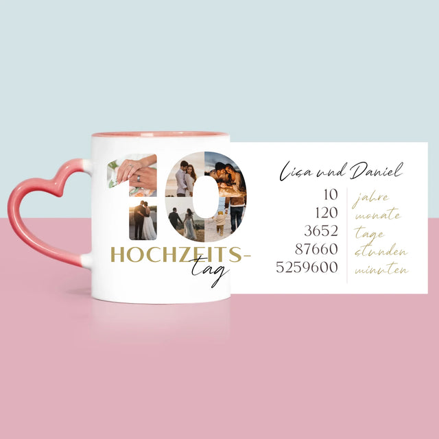 Buchstaben-Collage: 10. Hochzeitstag - Tasse
