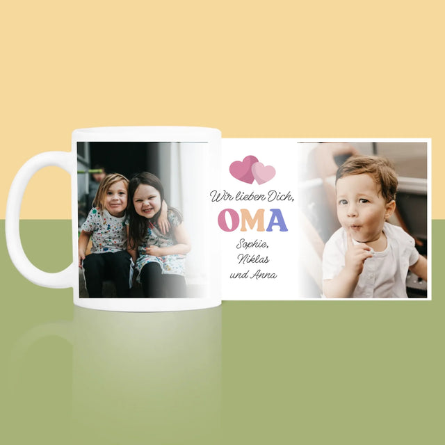 Fotocollage: Wir Lieben Dich, Oma - Tasse