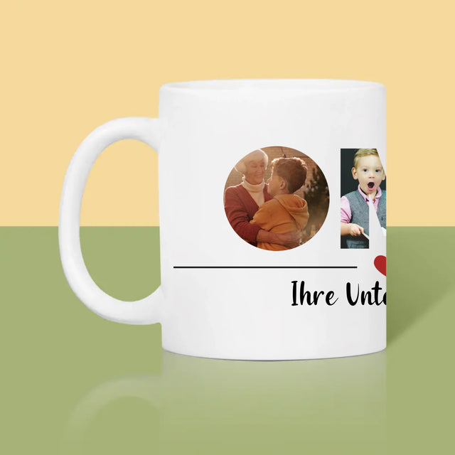 Buchstaben-Collage: Oma - Tasse