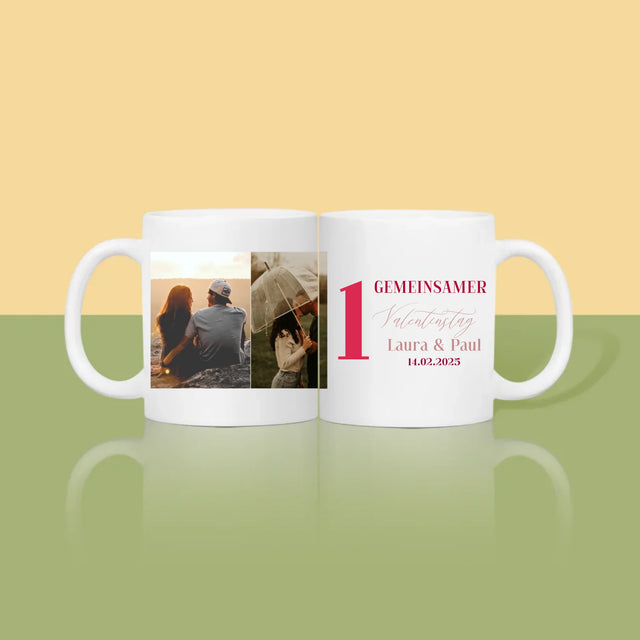 Fotocollage: Erster Gemeinsamer Valentinstag - Tasse