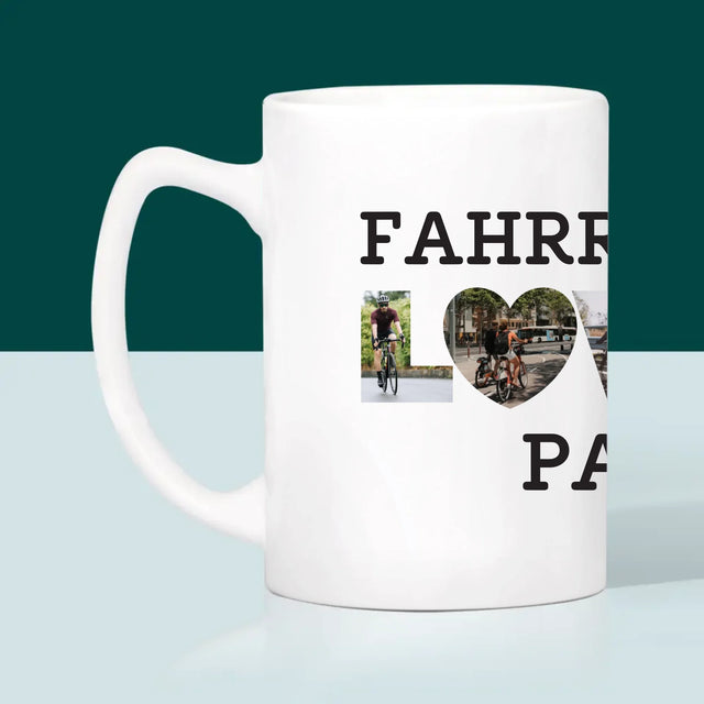 Buchstaben-Collage: Fahrradliebhaber - Tasse