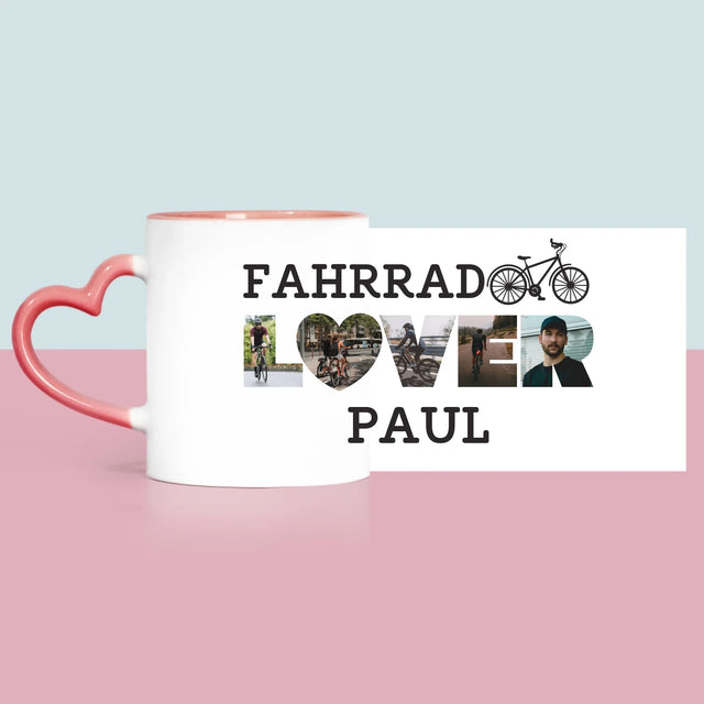 Buchstaben-Collage: Fahrradliebhaber - Tasse
