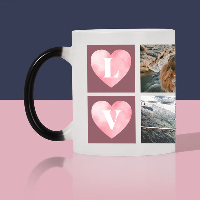 Fotocollage: Herzen Love - Tasse