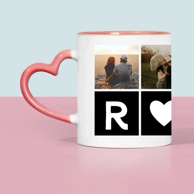 Fotocollage: Liebesmonogramme Mit Fotos - Tasse