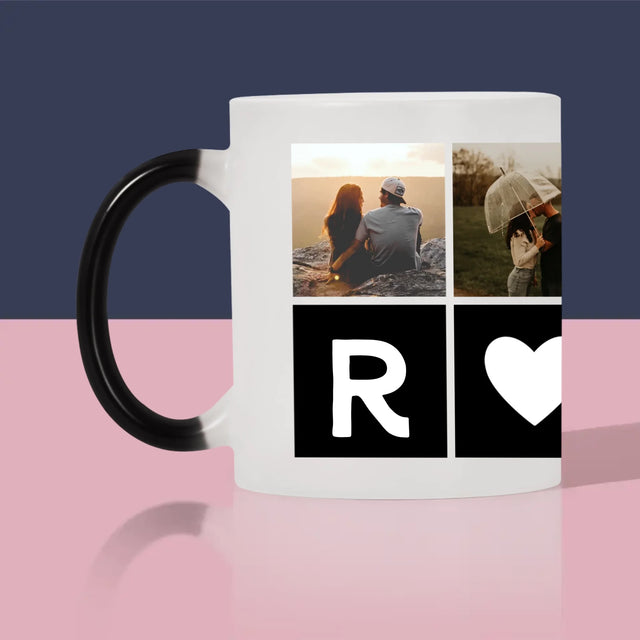 Fotocollage: Liebesmonogramme Mit Fotos - Tasse