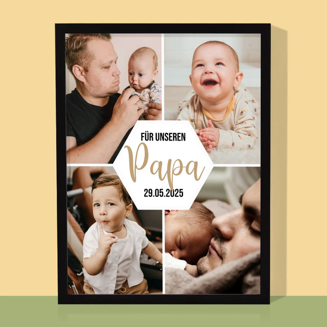 Fotocollage: Für Unseren Papa - Druck Mit Rahmen 30X40