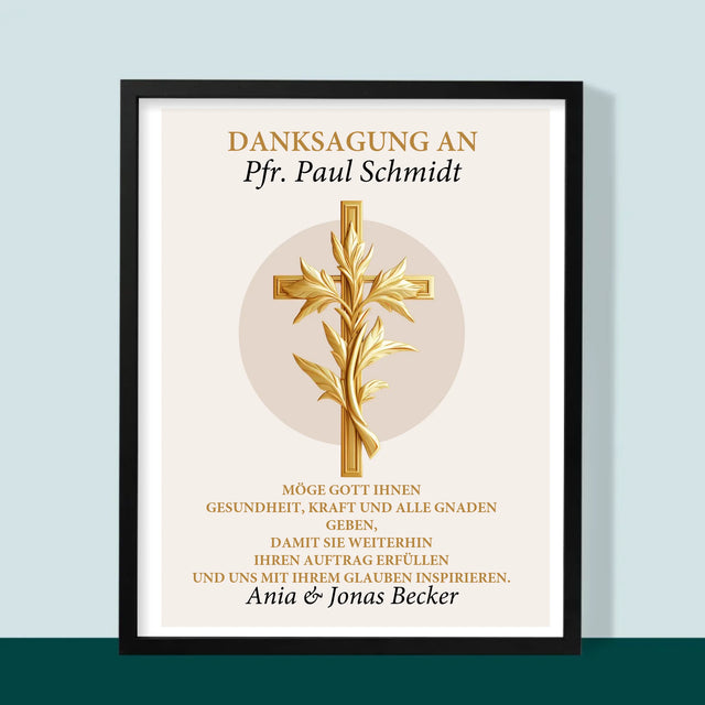 Name Und Unterschrift: Dank An Den Pfarrer - Druck Mit Rahmen 30X40