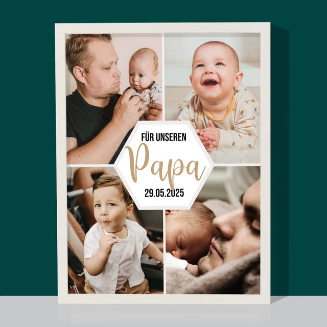 Fotocollage: Für Unseren Papa - Druck Mit Rahmen 30X40