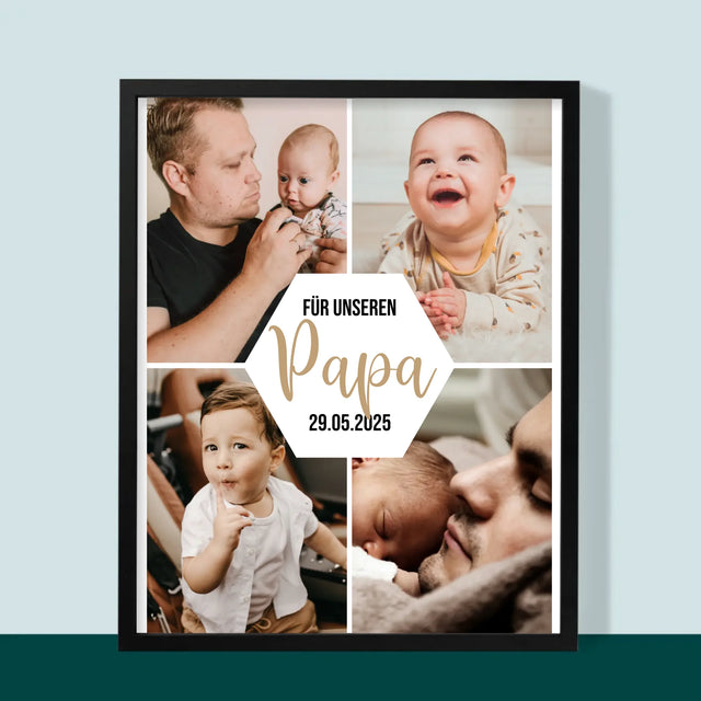 Fotocollage: Für Unseren Papa - Druck Mit Rahmen 30X40