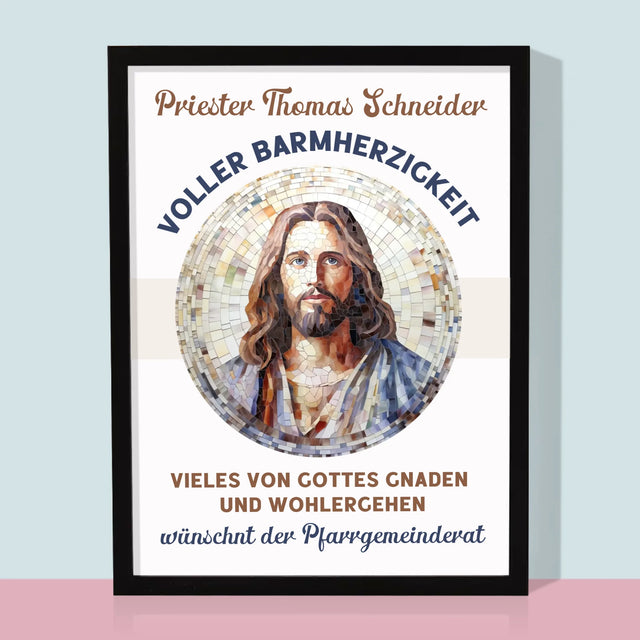 Name Und Unterschrift: Ein Priester Voller Barmherzigkeit - Druck Mit Rahmen 30X40