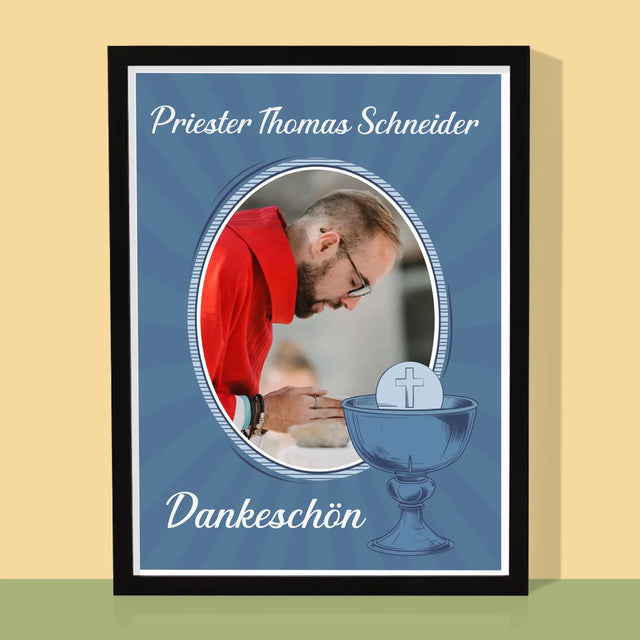 Name Und Unterschrift: Danksagung An Den Priester  - Druck Mit Rahmen 30X40