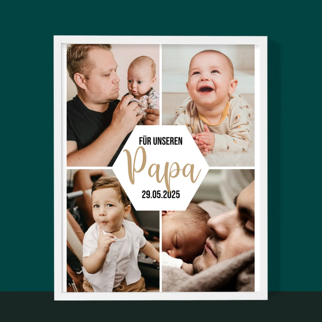 Fotocollage: Für Unseren Papa - Druck Mit Rahmen 30X40
