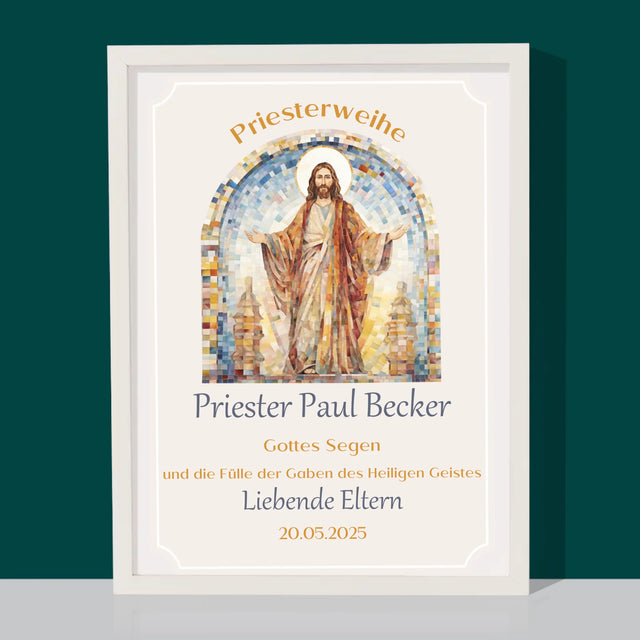 Name Und Unterschrift: Priesterweihe - Druck Mit Rahmen 30X40