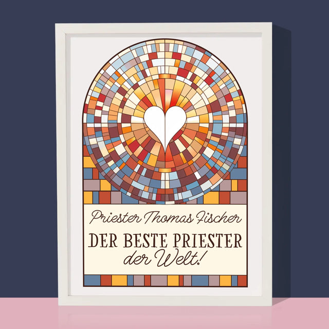 Name Und Unterschrift: Der Beste Priester Der Welt - Druck Mit Rahmen 30X40