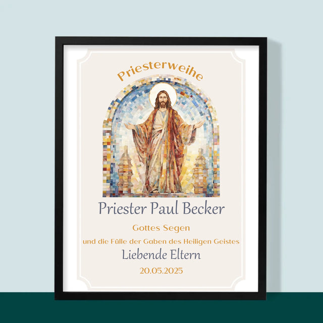 Name Und Unterschrift: Priesterweihe - Druck Mit Rahmen 30X40