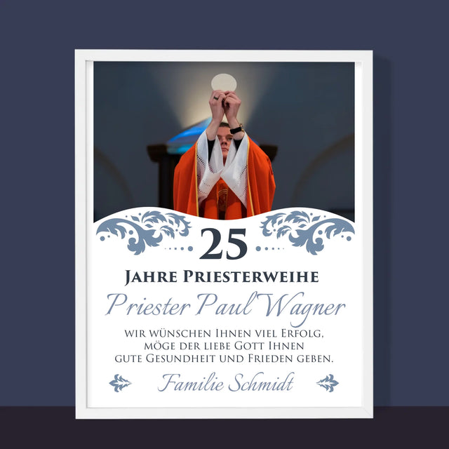 Foto Und Unterschrift: Jubiläum Der Priesterweihe - Druck Mit Rahmen 30X40