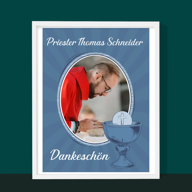 Name Und Unterschrift: Danksagung An Den Priester  - Druck Mit Rahmen 30X40