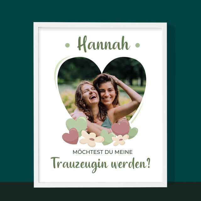 Foto Und Unterschrift: Willst Du Mein Trauzeugin Werden?  - Druck Mit Rahmen 30X40