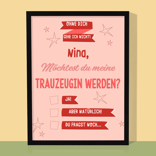 Name Und Unterschrift: Ohne Dich Gehe Ich Nicht - Druck Mit Rahmen 30X40