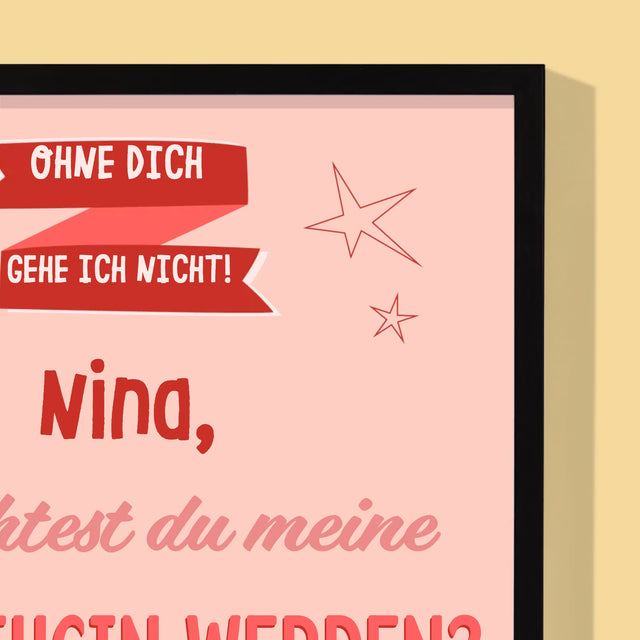 Name Und Unterschrift: Ohne Dich Gehe Ich Nicht - Druck Mit Rahmen 30X40