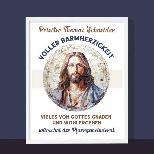 Name Und Unterschrift: Ein Priester Voller Barmherzigkeit - Druck Mit Rahmen 30X40