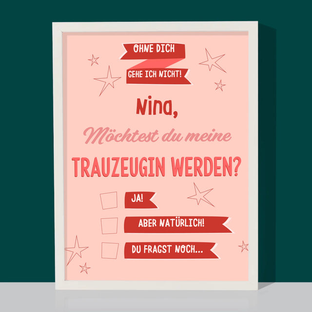 Name Und Unterschrift: Ohne Dich Gehe Ich Nicht - Druck Mit Rahmen 30X40